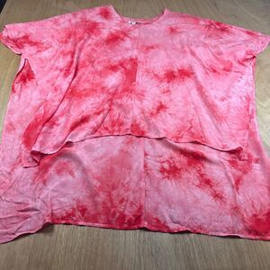 Umgee Sheer Tie Dye Tunic Top S/M Pink Red Boho Beach Cover Up Lightweight